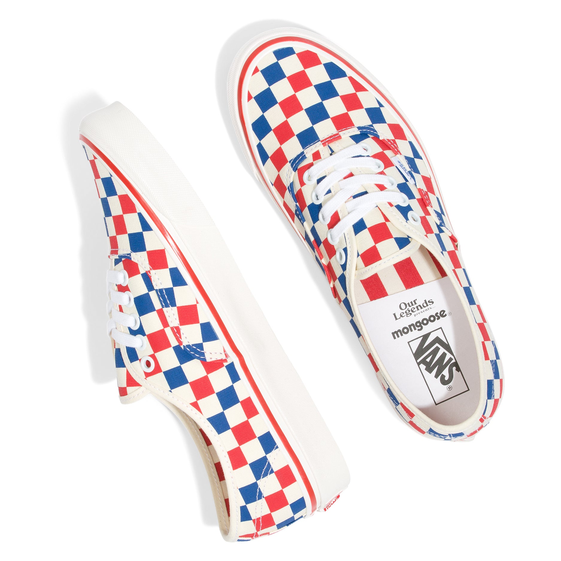 Red blue and black vans discount
